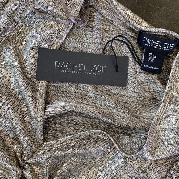 Rachel Zoe Metallic Ruched Long Sleeves Top. Size: Small - Picture 5 of 5